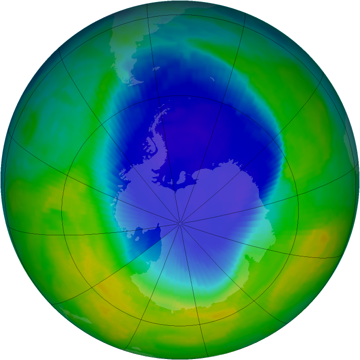 Antarctic ozone map for 12 November 1997